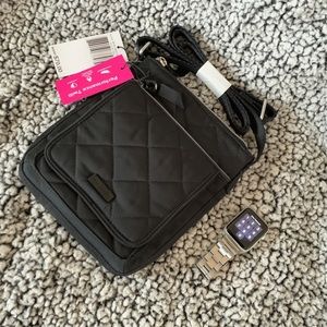 Vera Bradley Twill RFID Mini Hipster Black Bag